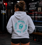 Womens Eat Sleep Brawl Repeat Hoodie- White Marle