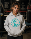 Womens Eat Sleep Brawl Repeat Hoodie- White Marle