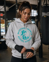 Womens Eat Sleep Brawl Repeat Hoodie- White Marle