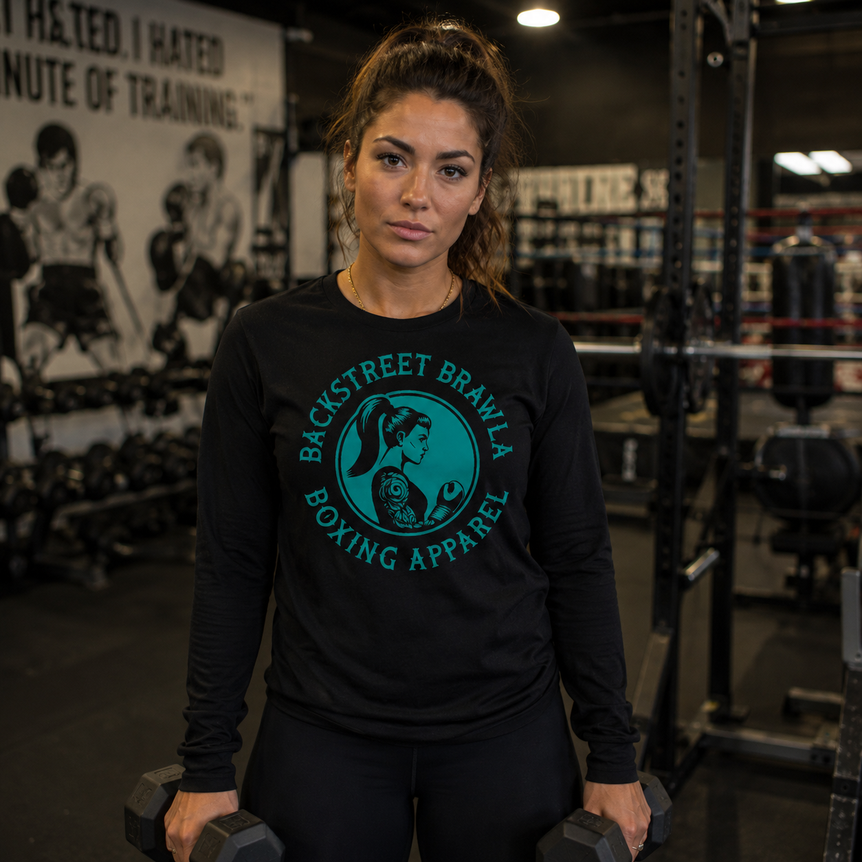 Womens Eat Sleep Brawl Repeat Long Sleeve Tee
