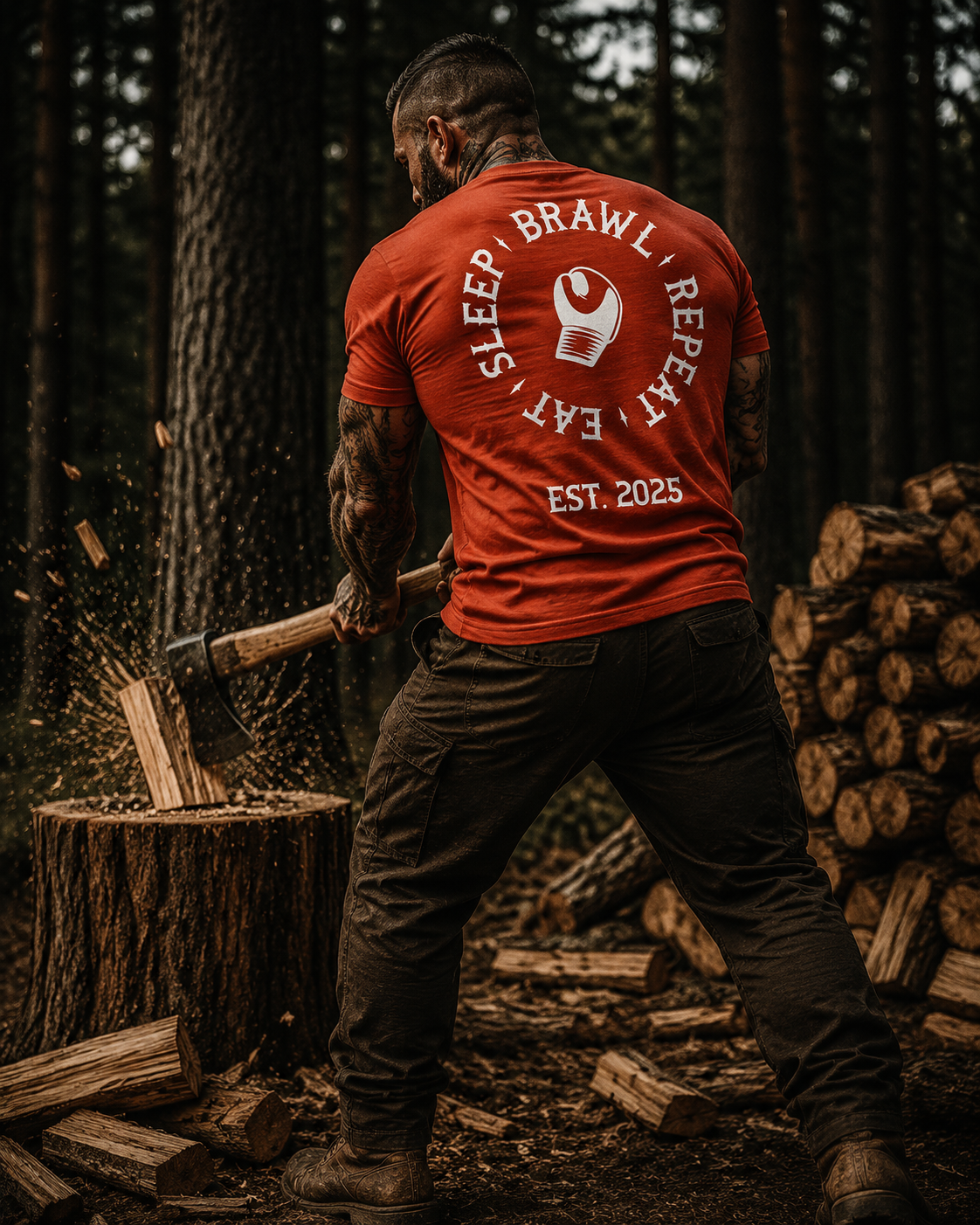 Mens Eat Sleep Brawl Repeat T-Shirt