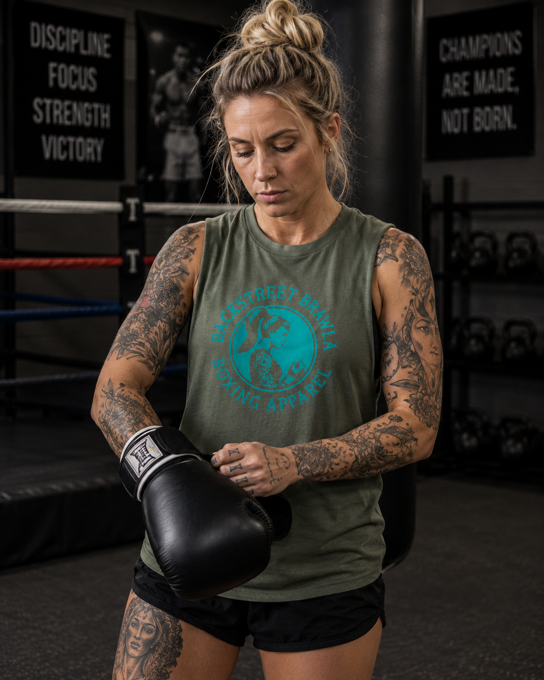 Womens Eat Sleep Brawl Repeat Singlet Top