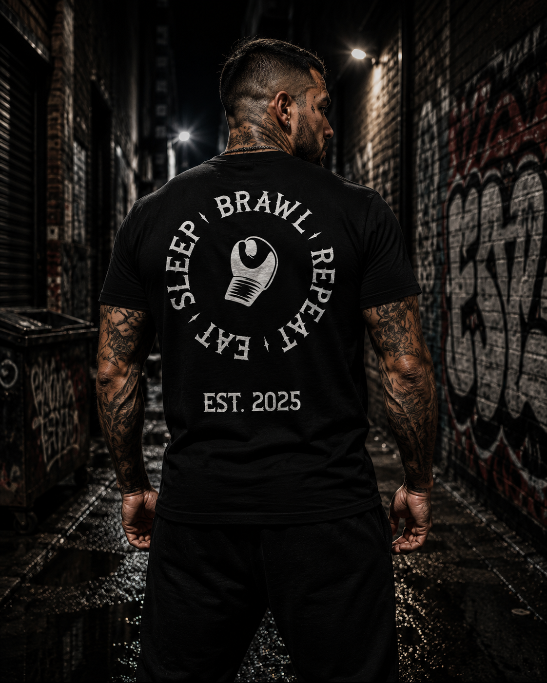 Mens Eat Sleep Brawl Repeat T-Shirt