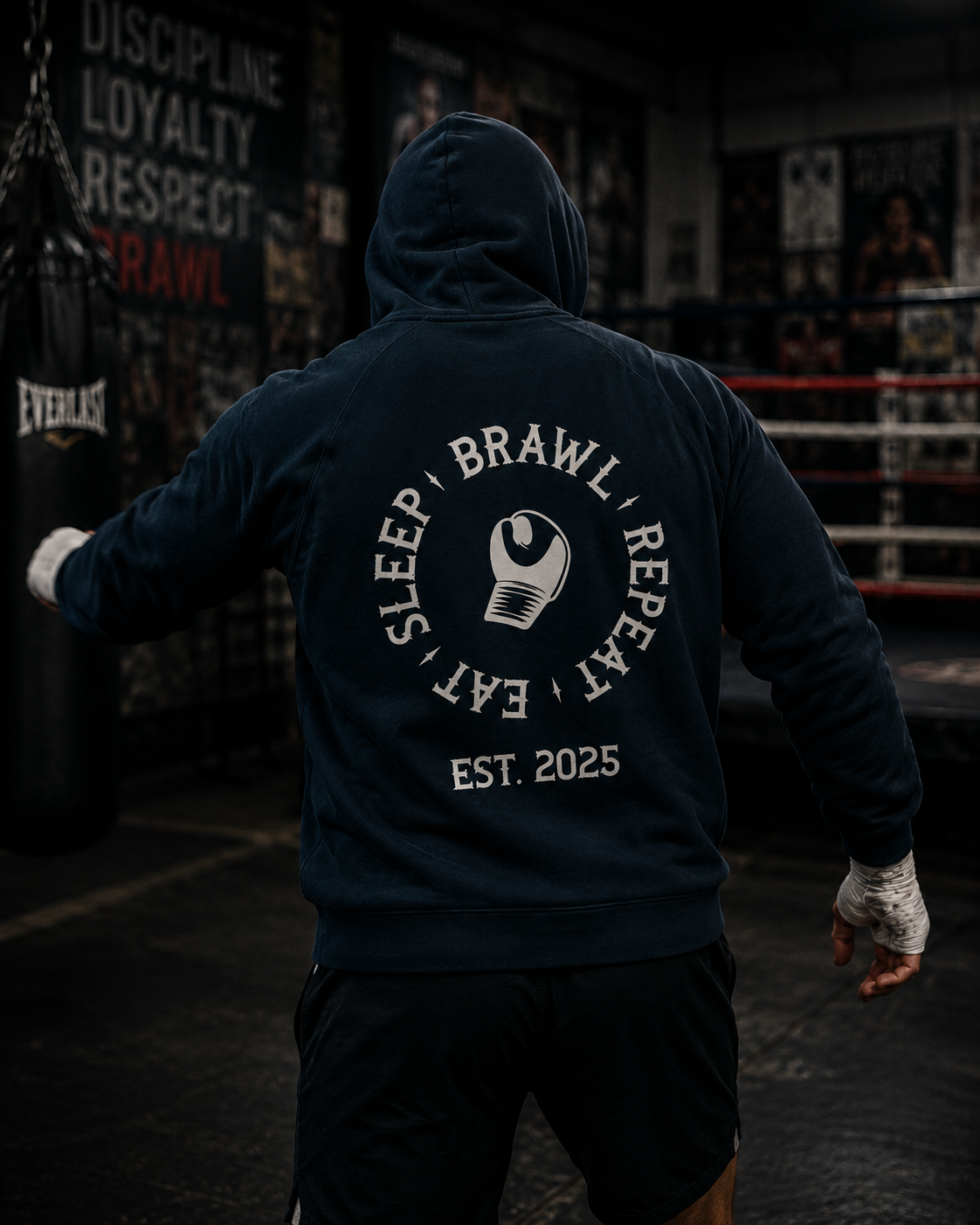Mens Eat Sleep Brawl Repeat Hoodie