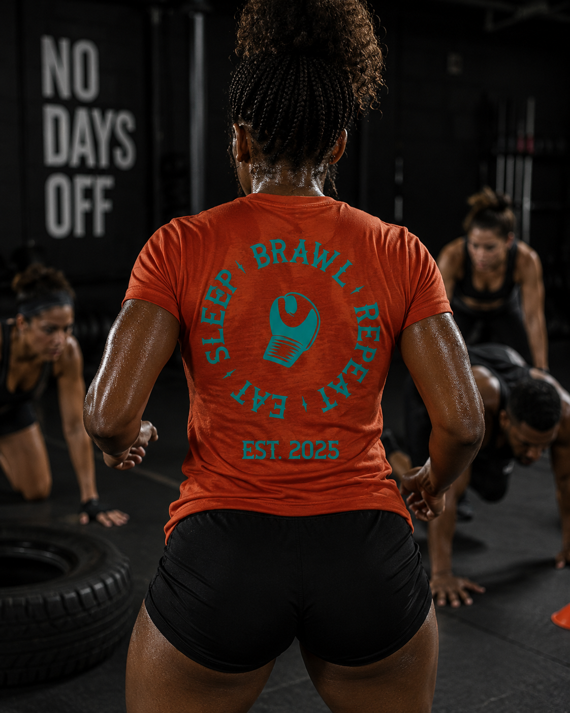 Womens Eat Sleep Brawl Repeat T- Shirt