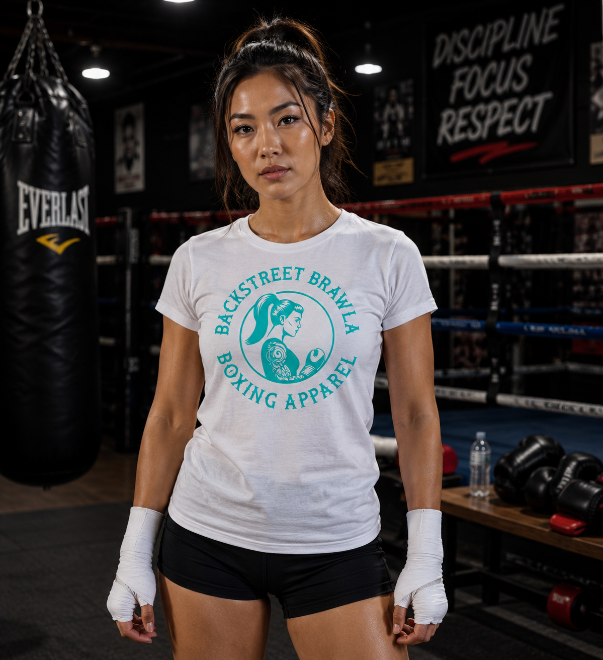 Womens Brawla Queen tee Shirt - White Marle