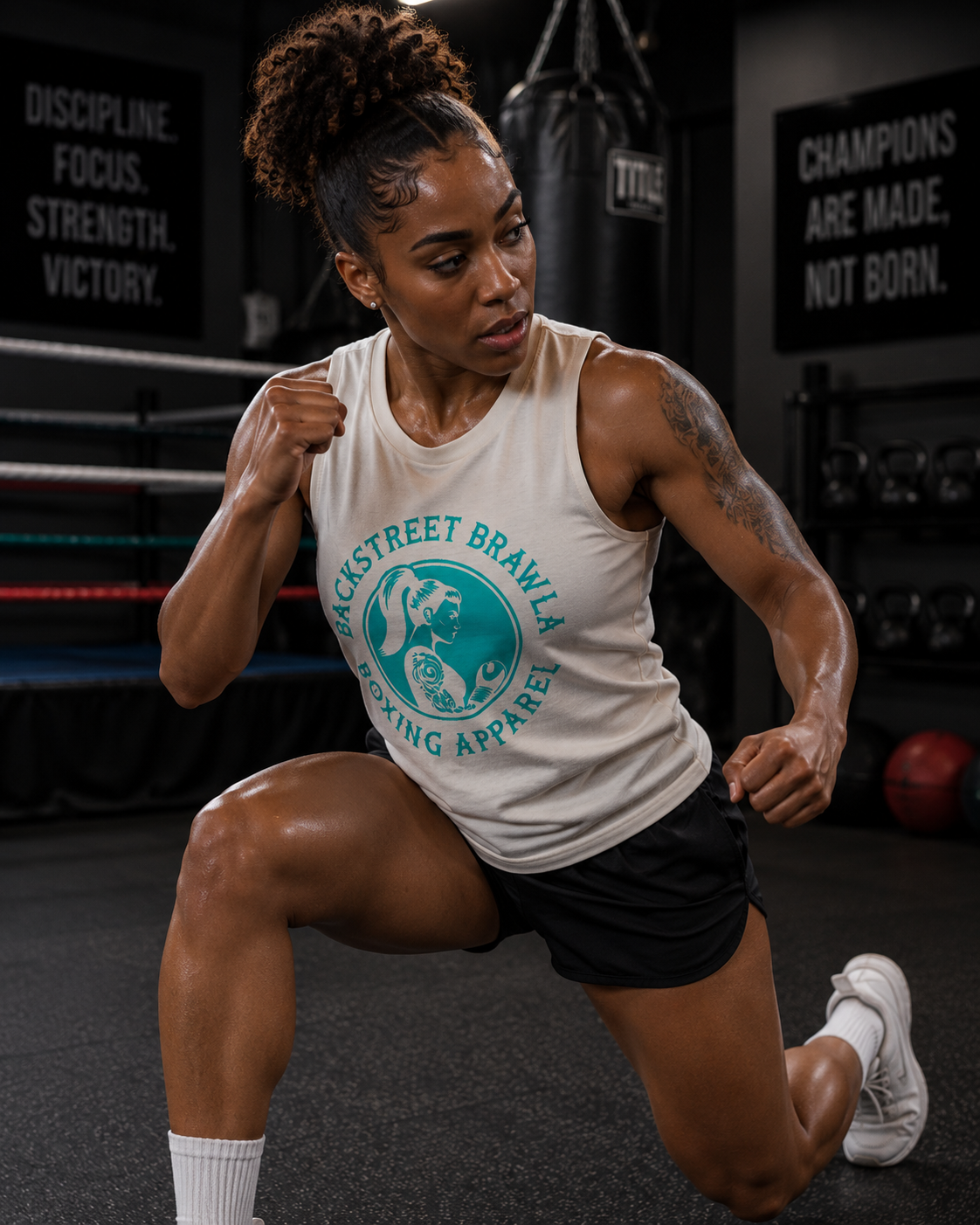 Womens Eat Sleep Brawl Repeat Singlet Top