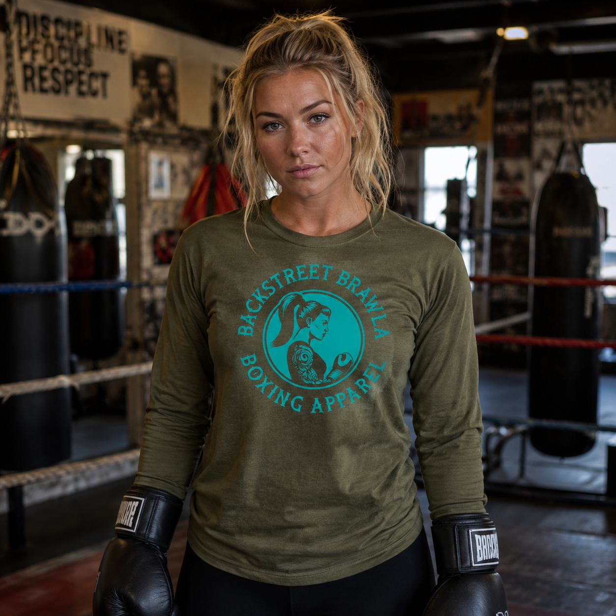Womens Eat Sleep Brawl Repeat Long Sleeve Tee