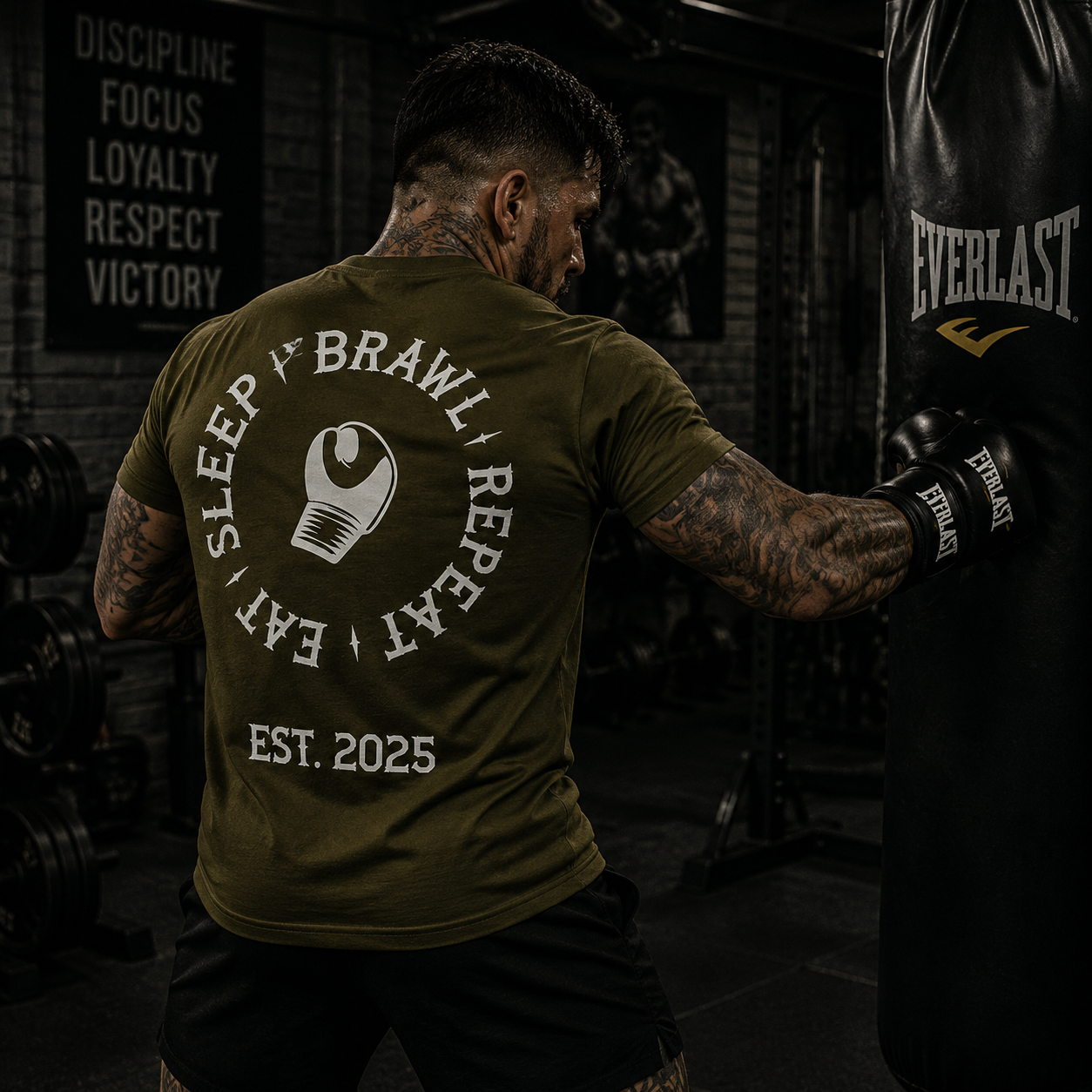Mens Eat Sleep Brawl Repeat T-Shirt
