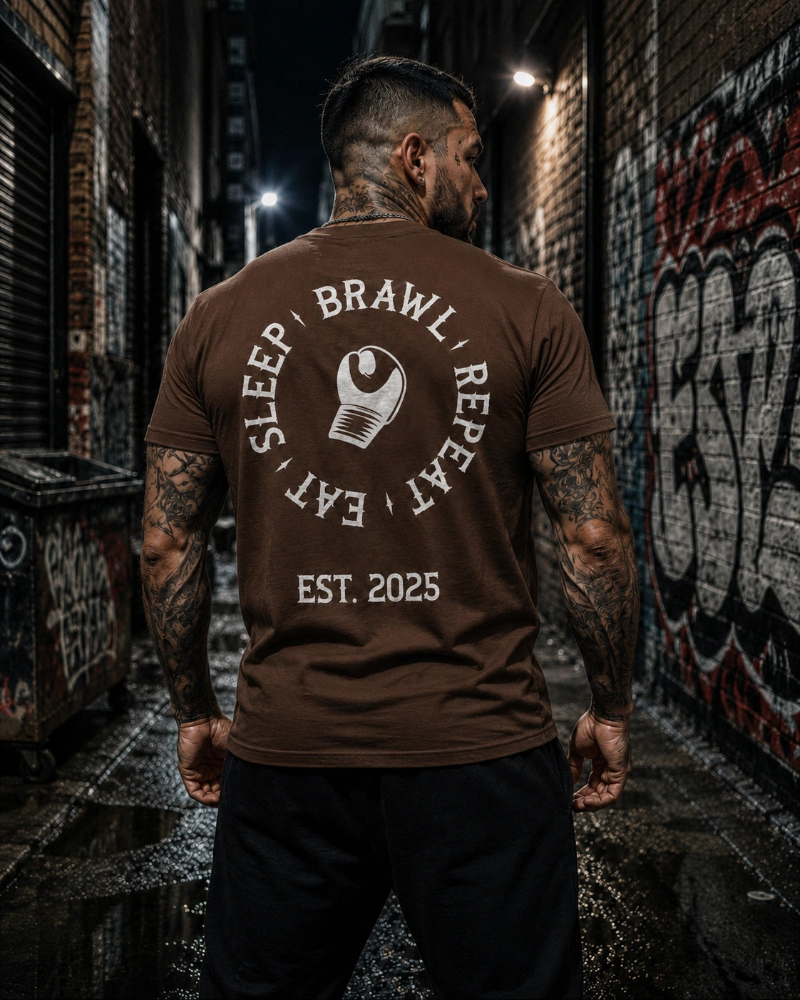 Mens Eat Sleep Brawl Repeat T-Shirt