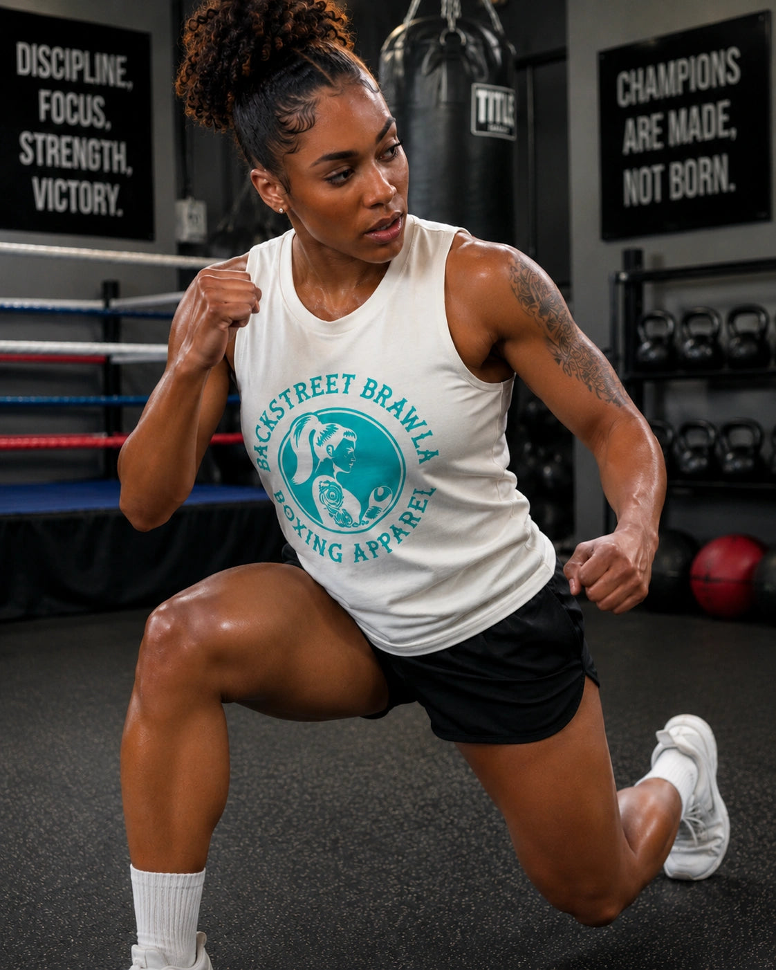 Womens Eat Sleep Brawl Repeat Singlet Top
