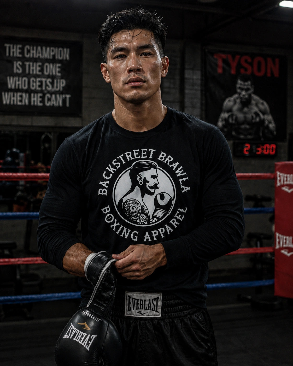 Mens Eat Sleep Brawl Repeat Long Sleeve Tee