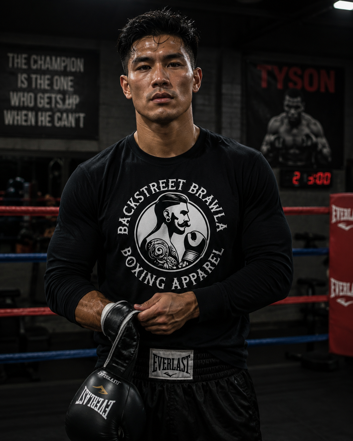 Mens Eat Sleep Brawl Repeat Long Sleeve Tee