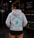 Womens Brawla Queen Hoodie - White Marle