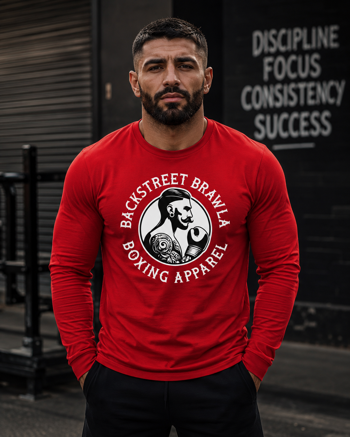 Mens Eat Sleep Brawl Repeat Long Sleeve Tee