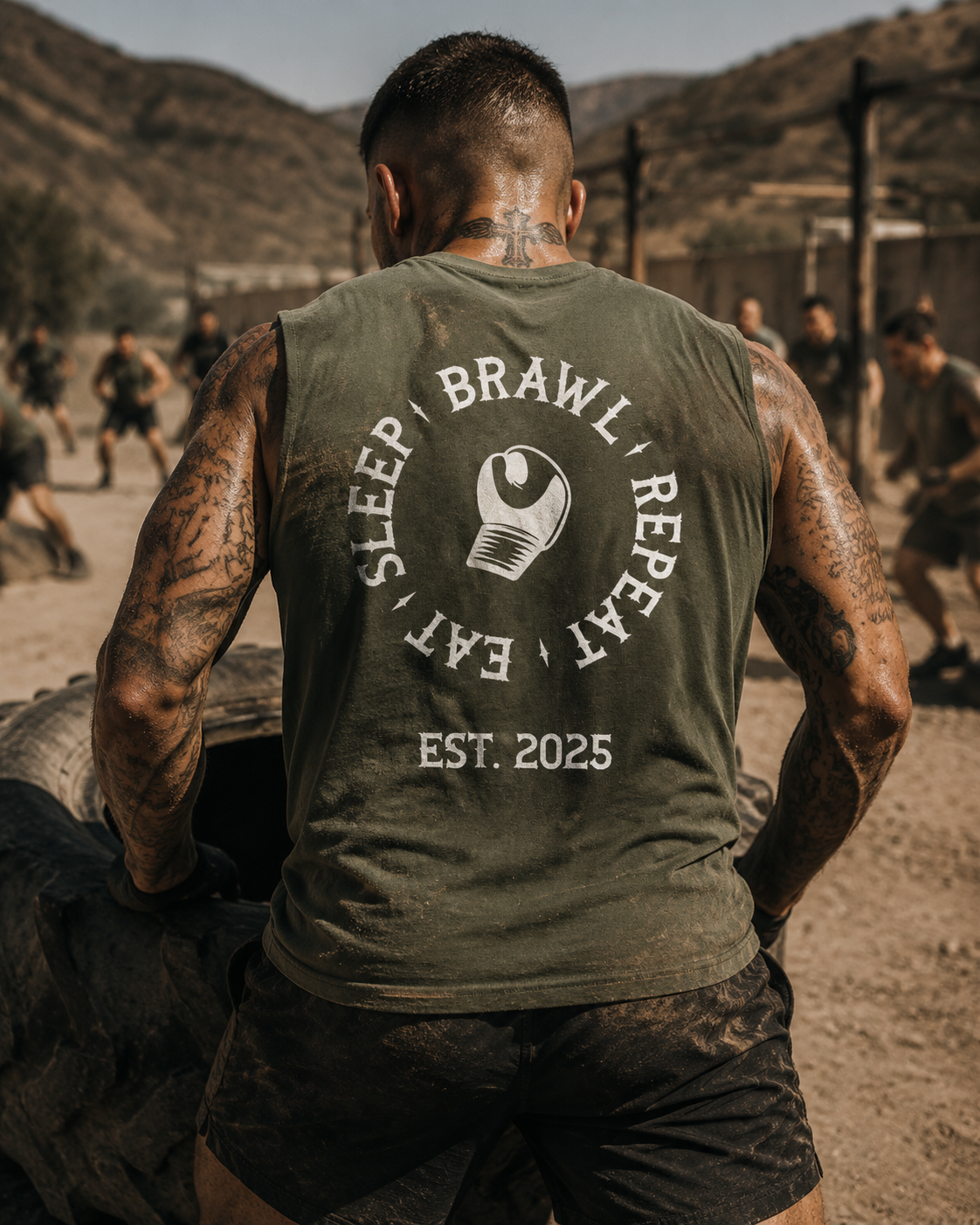 Mens Eat Sleep Brawl Repeat Singlet Top