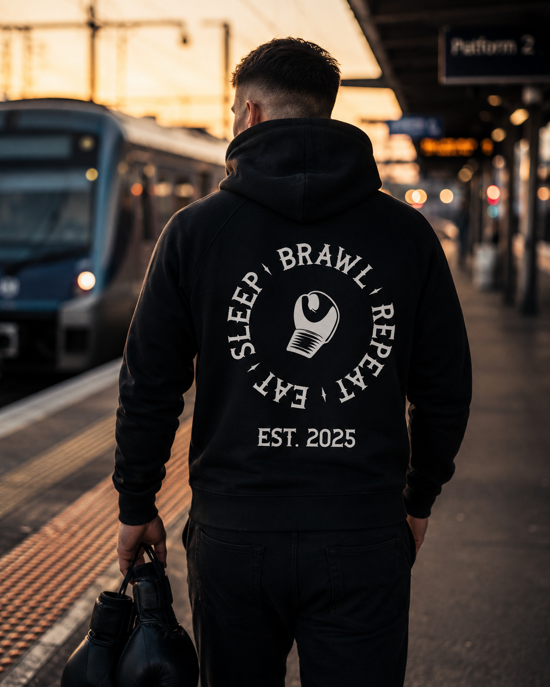 Mens Eat Sleep Brawl Repeat Hoodie