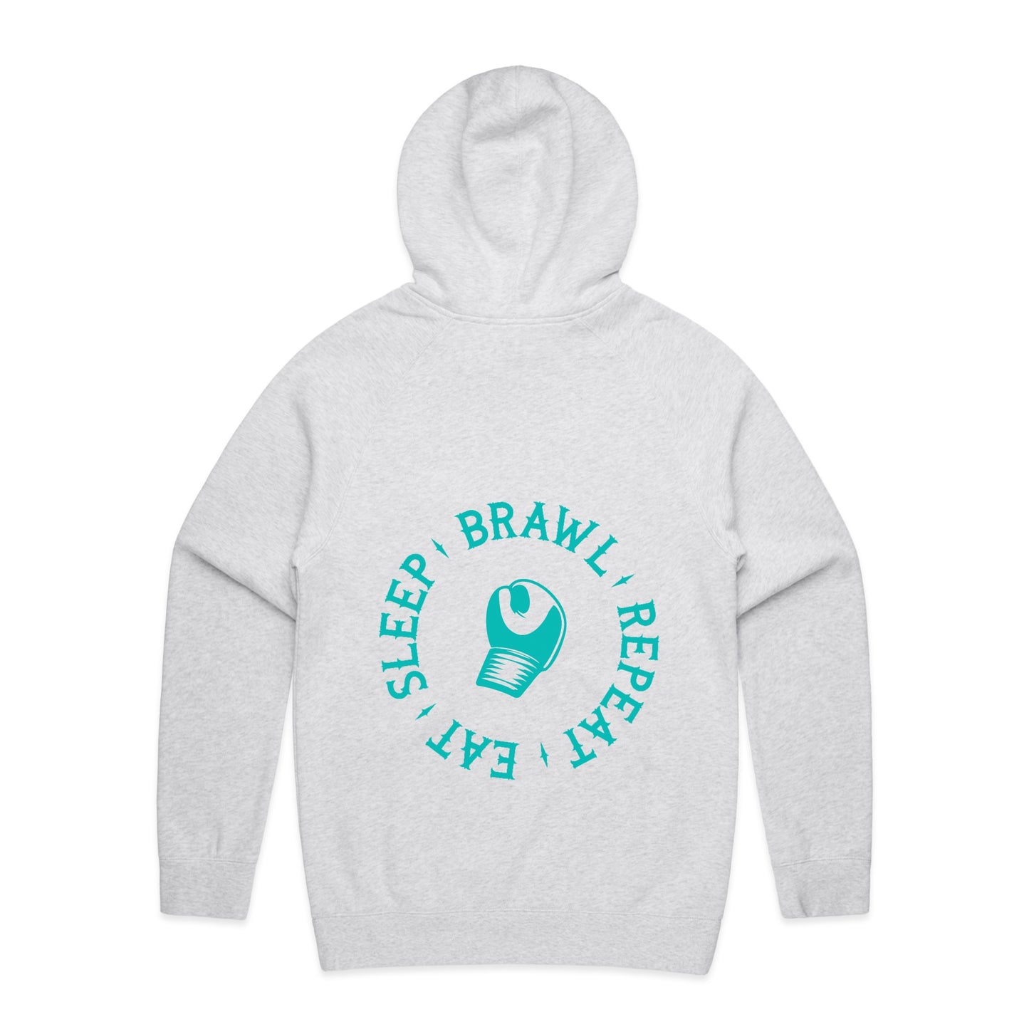 Womens Eat Sleep Brawl Repeat Hoodie- White Marle