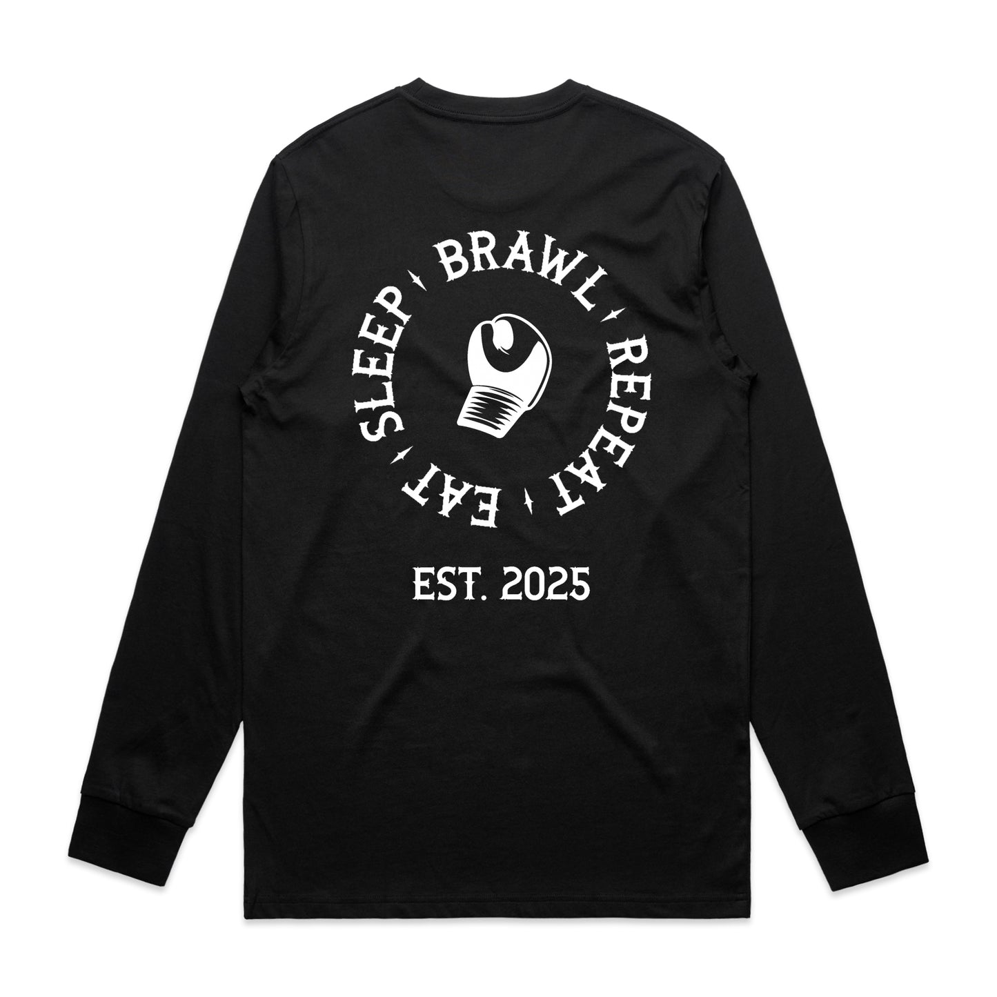Mens Eat Sleep Brawl Repeat Long Sleeve Tee