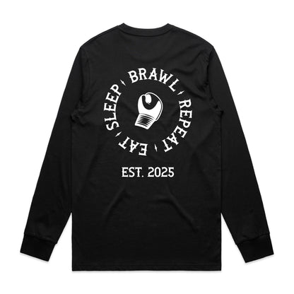 Mens Eat Sleep Brawl Repeat Long Sleeve Tee