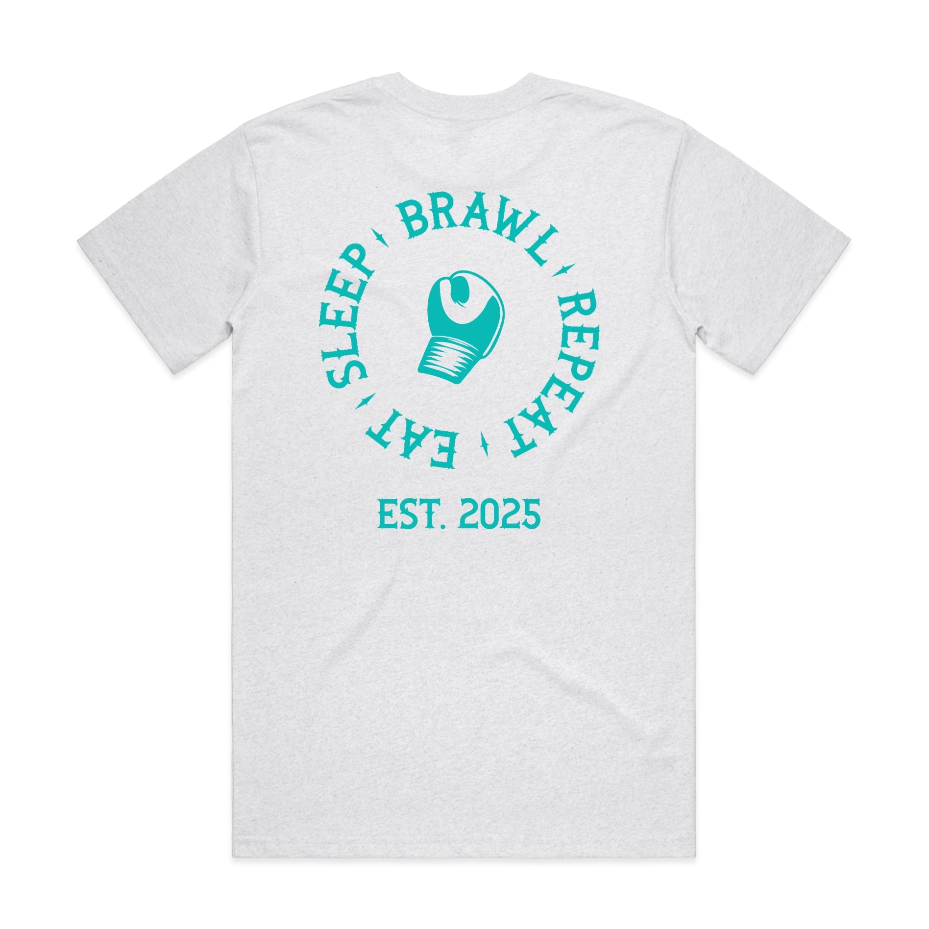 Womens Eat Sleep Brawl Repeat T-Shirt - White Marle