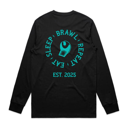 Womens Eat Sleep Brawl Repeat Long Sleeve Tee