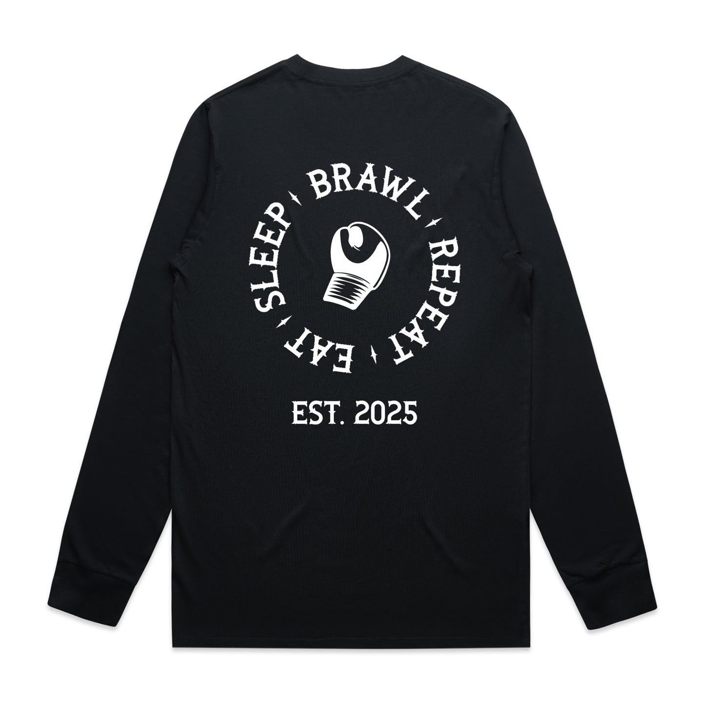 Mens Eat Sleep Brawl Repeat Long Sleeve Tee