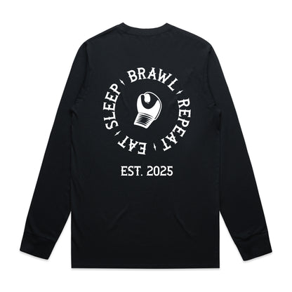 Mens Eat Sleep Brawl Repeat Long Sleeve Tee