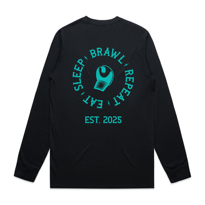 Womens Eat Sleep Brawl Repeat Long Sleeve Tee