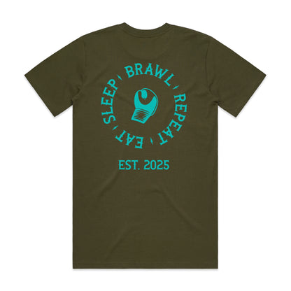 Womens Eat Sleep Brawl Repeat T- Shirt
