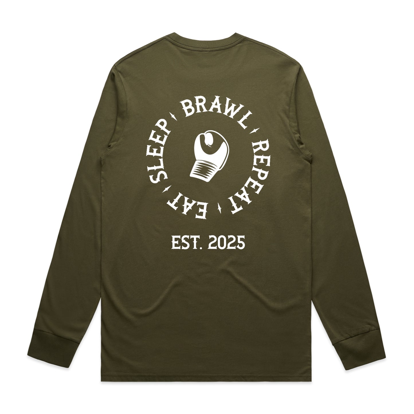 Mens Eat Sleep Brawl Repeat Long Sleeve Tee