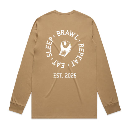 Mens Eat Sleep Brawl Repeat Long Sleeve Tee