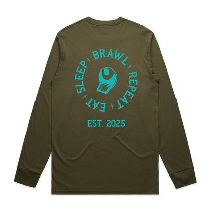 Womens Eat Sleep Brawl Repeat Long Sleeve Tee