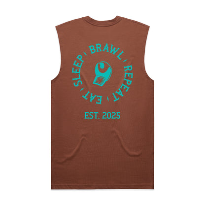 Womens Eat Sleep Brawl Repeat Singlet Top