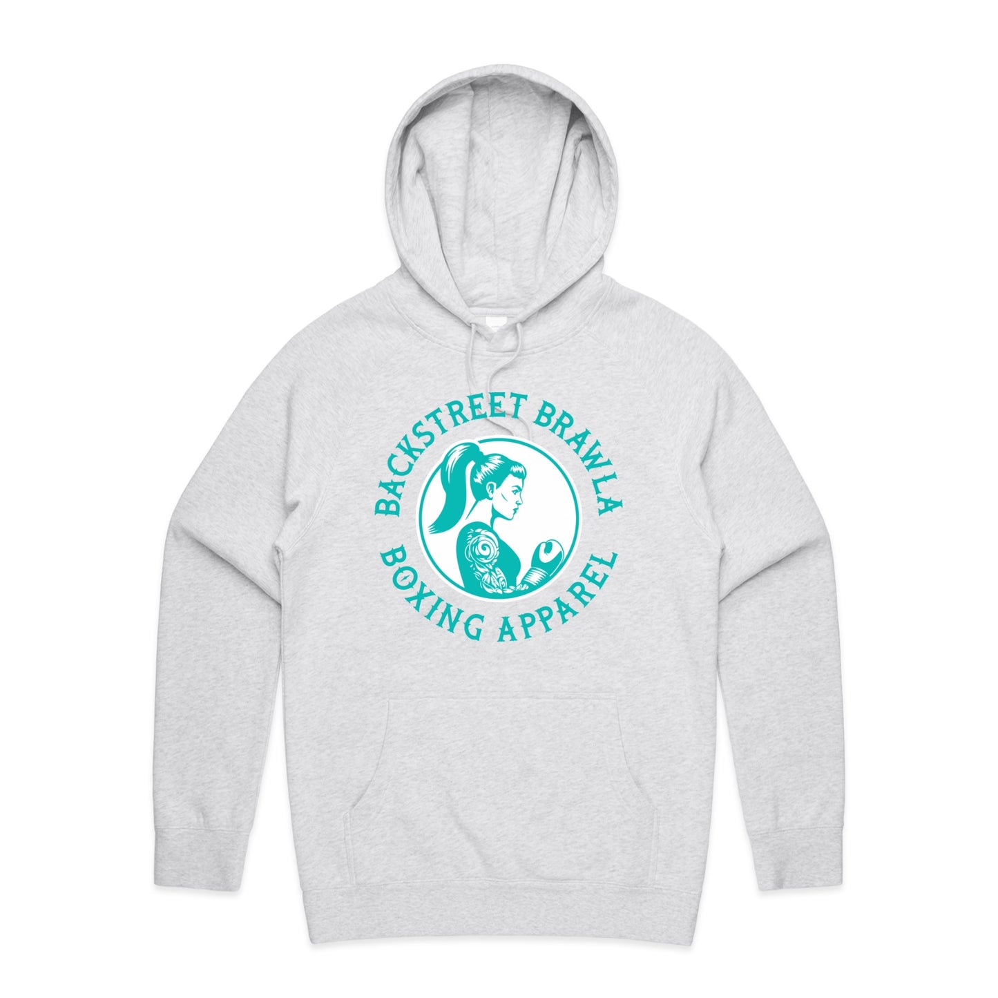 Womens Eat Sleep Brawl Repeat Hoodie- White Marle