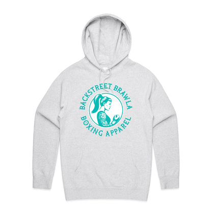 Womens Eat Sleep Brawl Repeat Hoodie- White Marle