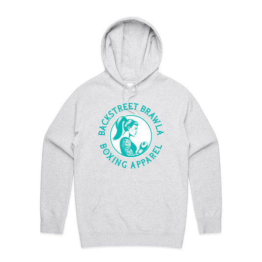 Womens Eat Sleep Brawl Repeat Hoodie- White Marle